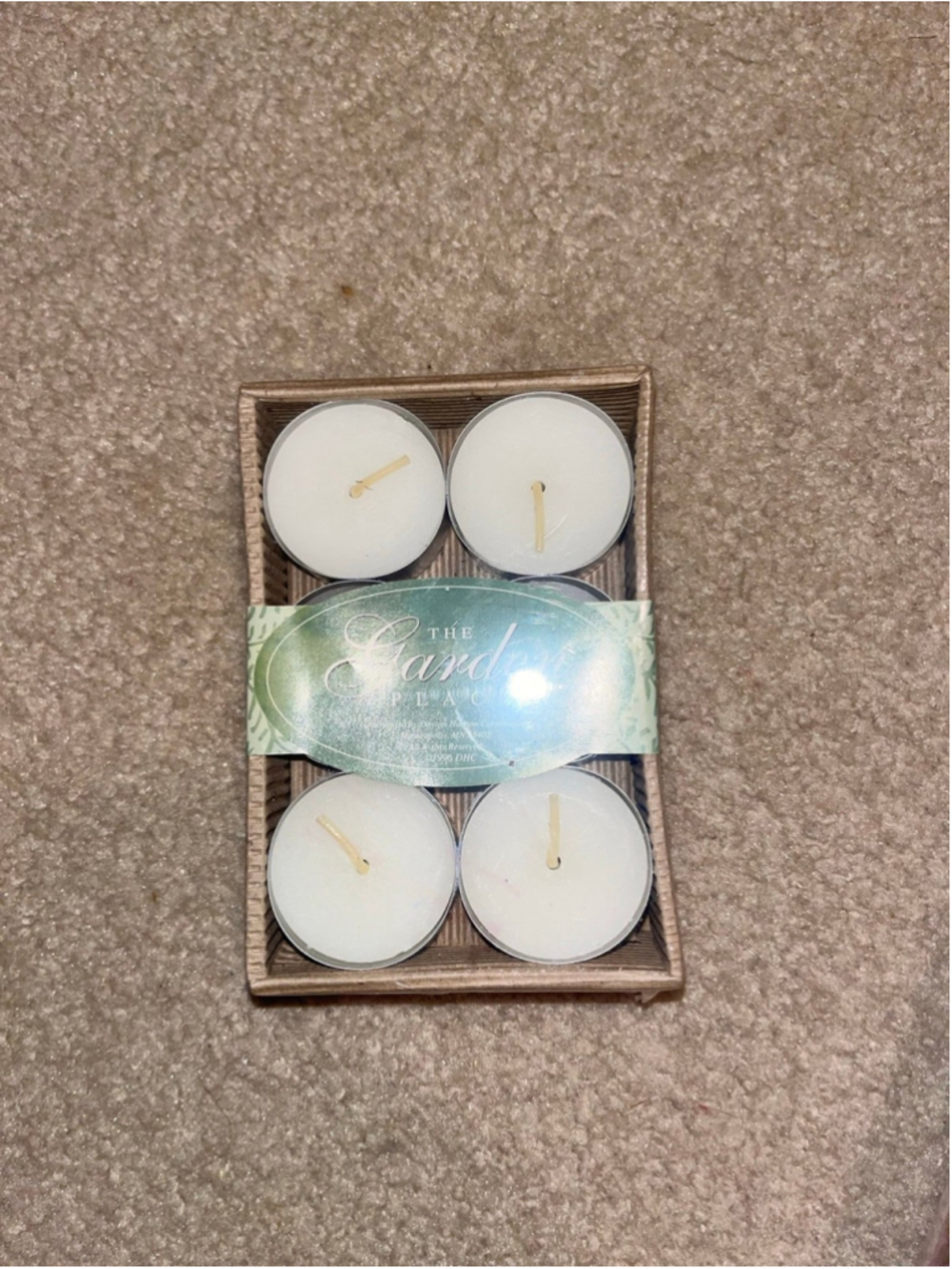 12 Garden Place Round white metal cup Tealights Candles unscented